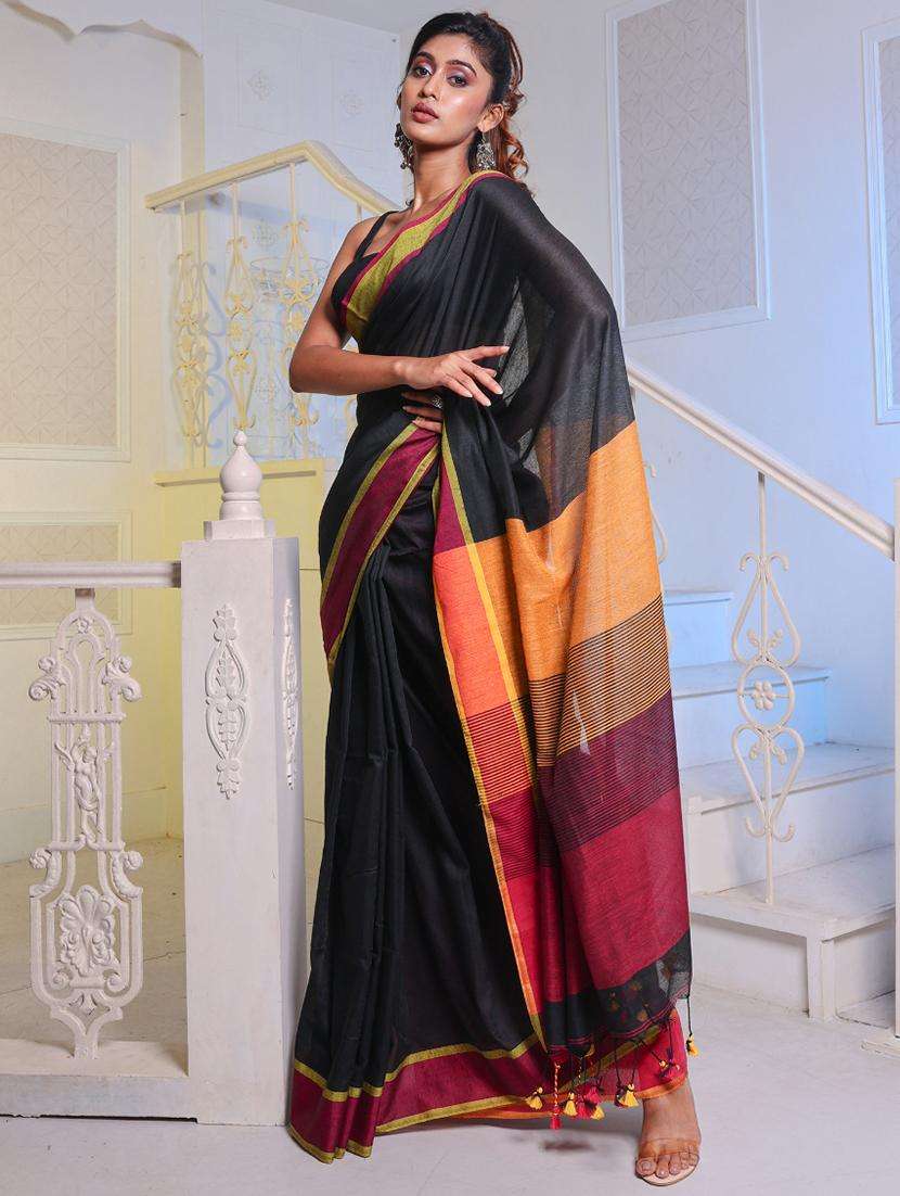 women black handloom saree with blouse