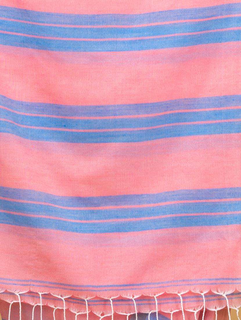 women striped handloom saree with blouse - 22043710 -  Standard Image - 3