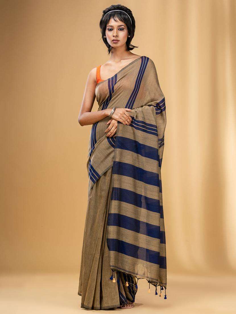 women striped handloom saree with blouse