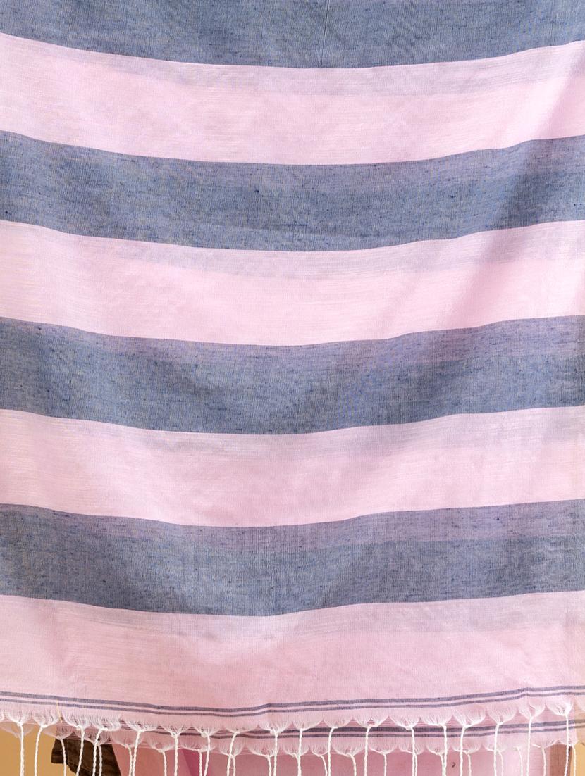 women striped handloom saree with blouse - 22043765 - Standard Image - 3