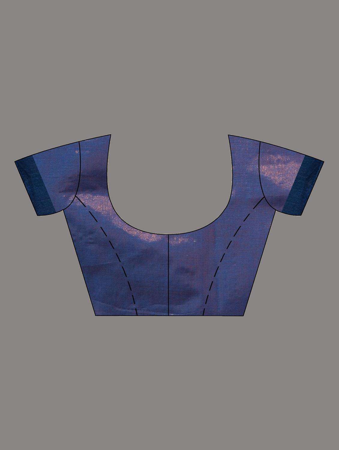 women blue handloom saree with blouse - 22043785 -  Standard Image - 3