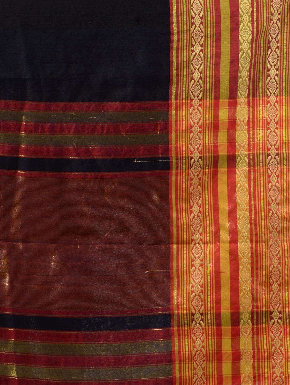 women solid with bordered handloom saree with blouse - 22043789 -  Standard Image - 3