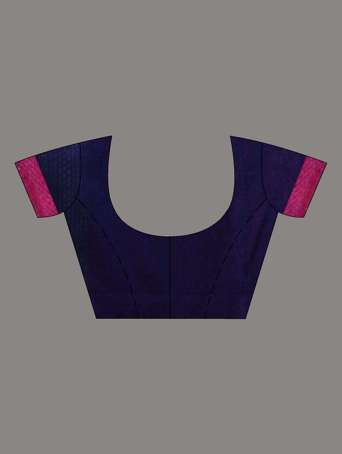 women blue handloom saree with blouse - 22043796 -  Standard Image - 3