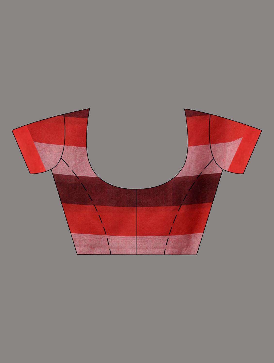 women striped handloom saree with blouse - 22043798 -  Standard Image - 3