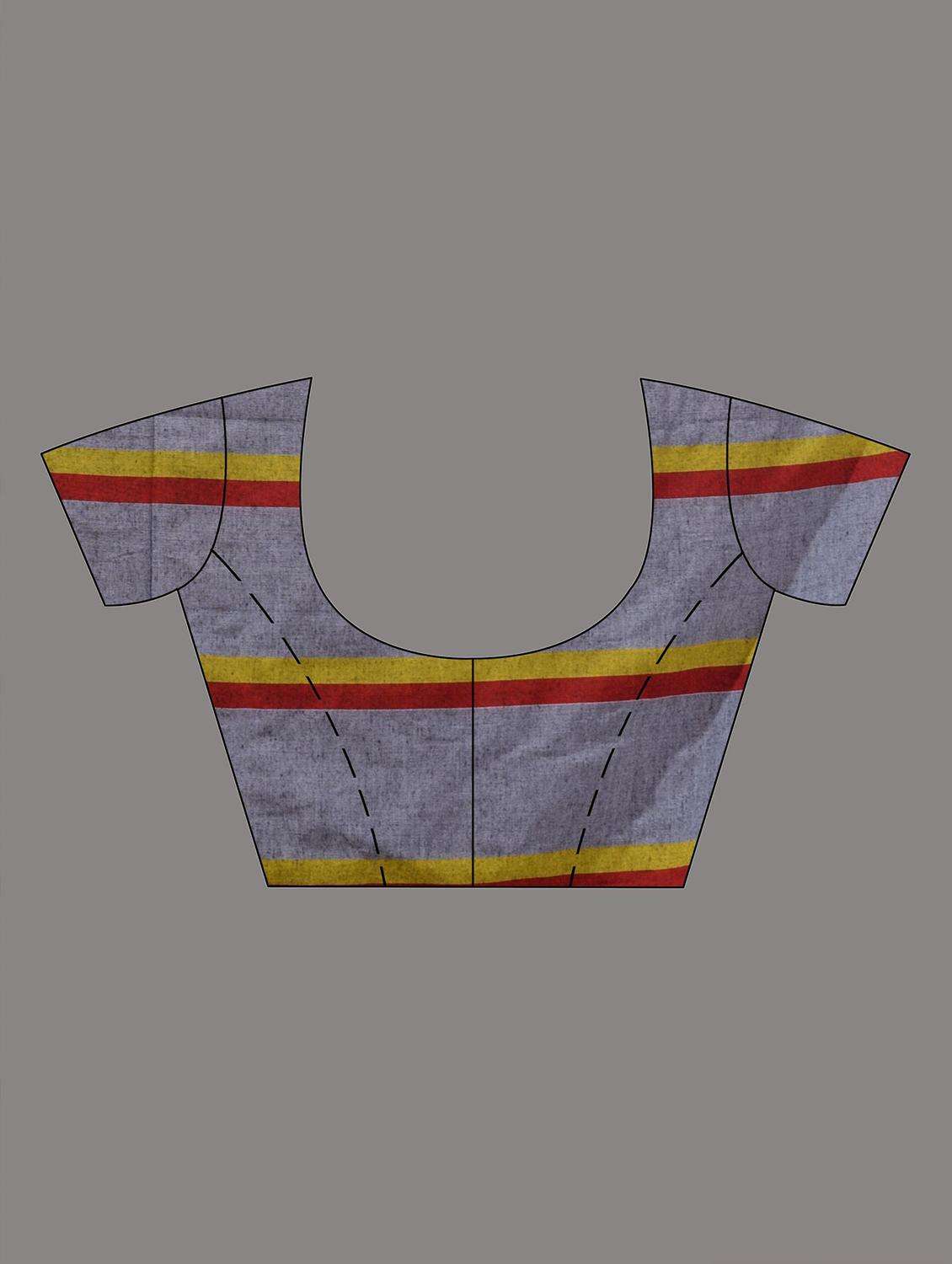 women striped handloom saree with blouse - 22043817 -  Standard Image - 3