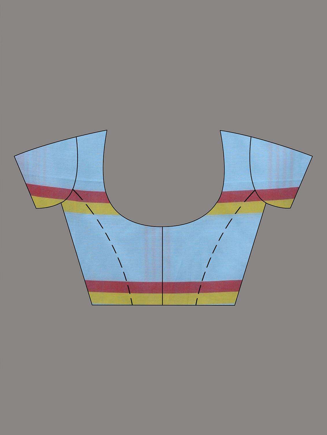 women striped handloom saree with blouse - 22043818 -  Standard Image - 3