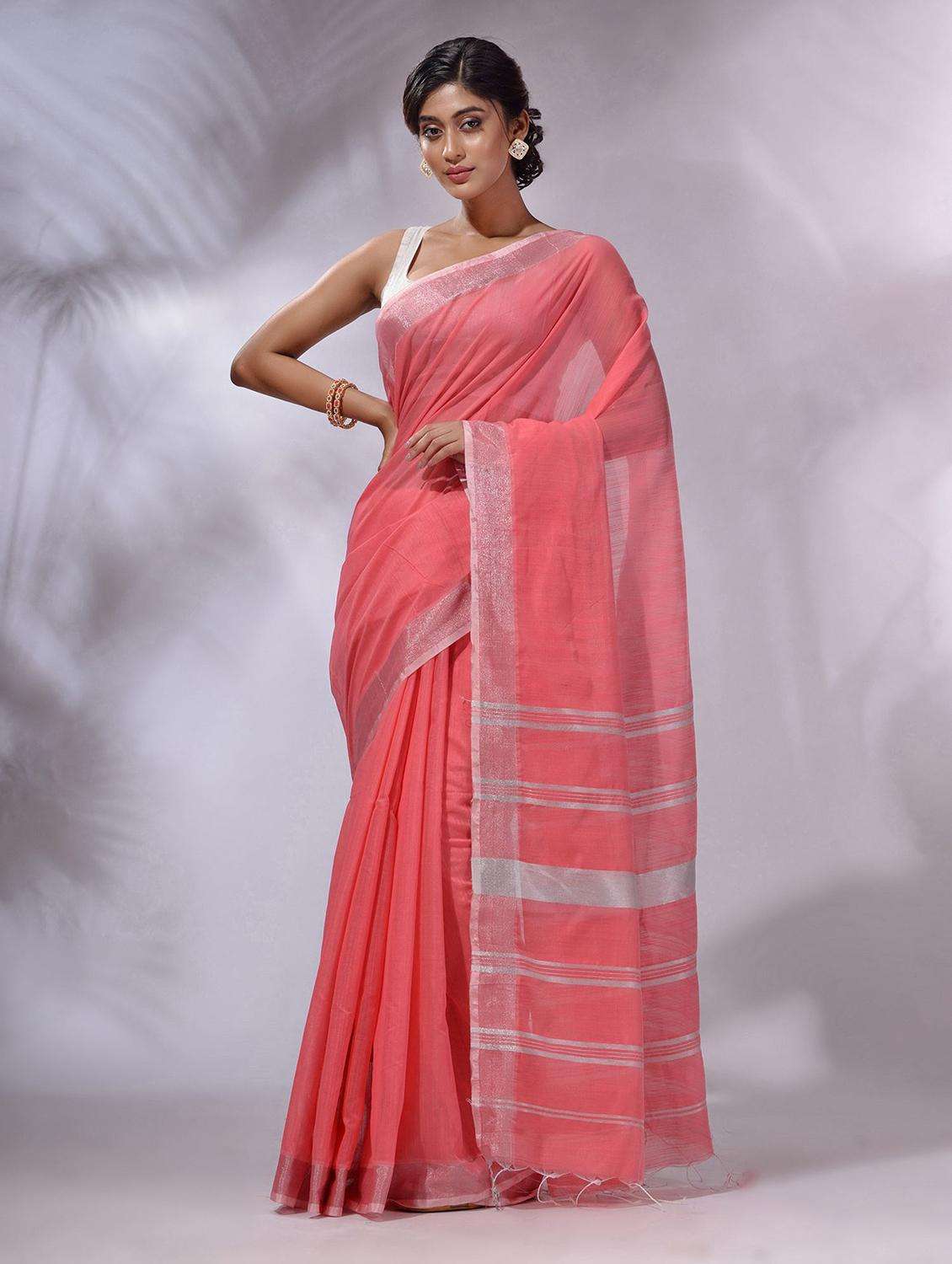 women solid handloom saree with blouse
