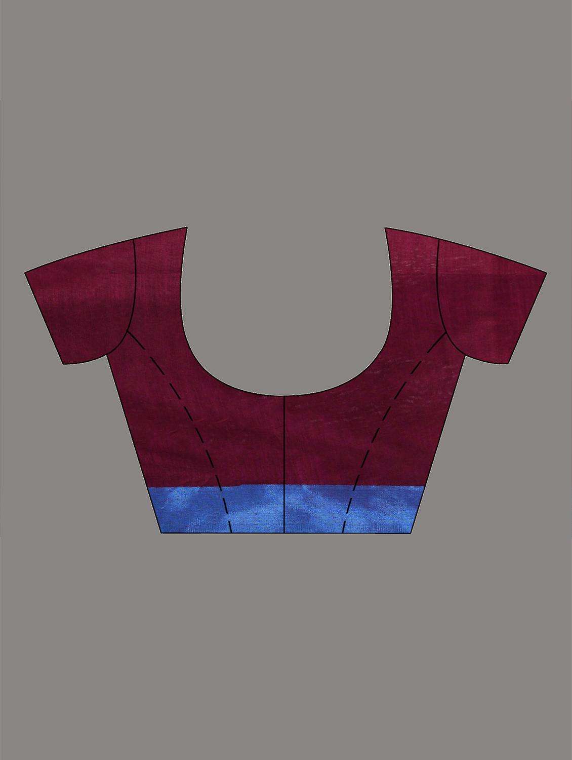 women burgundy handloom saree with blouse - 22043837 -  Standard Image - 3