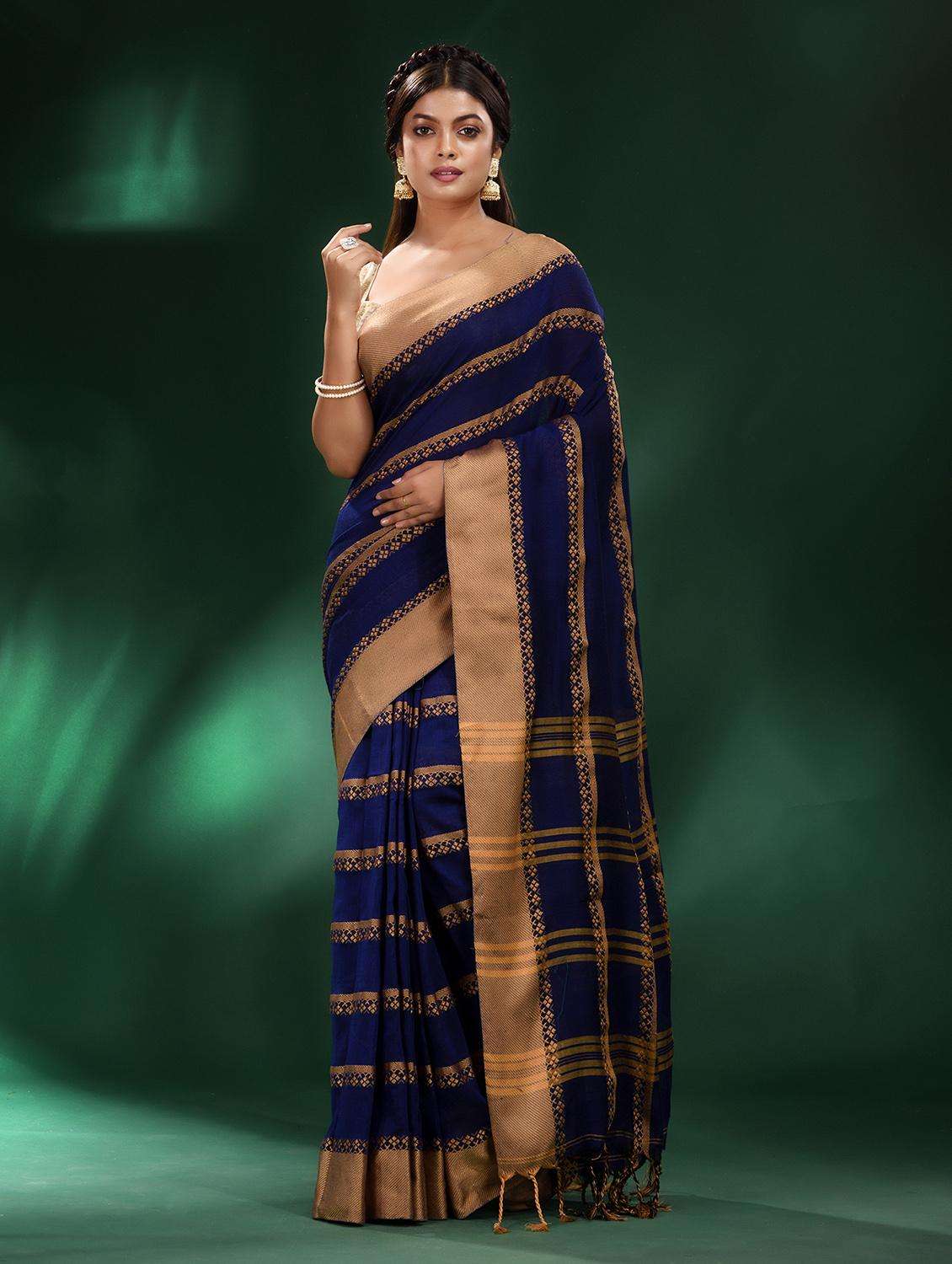 women self design handloom saree with blouse