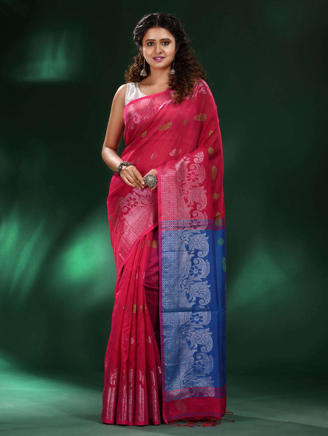women self design handloom saree with blouse