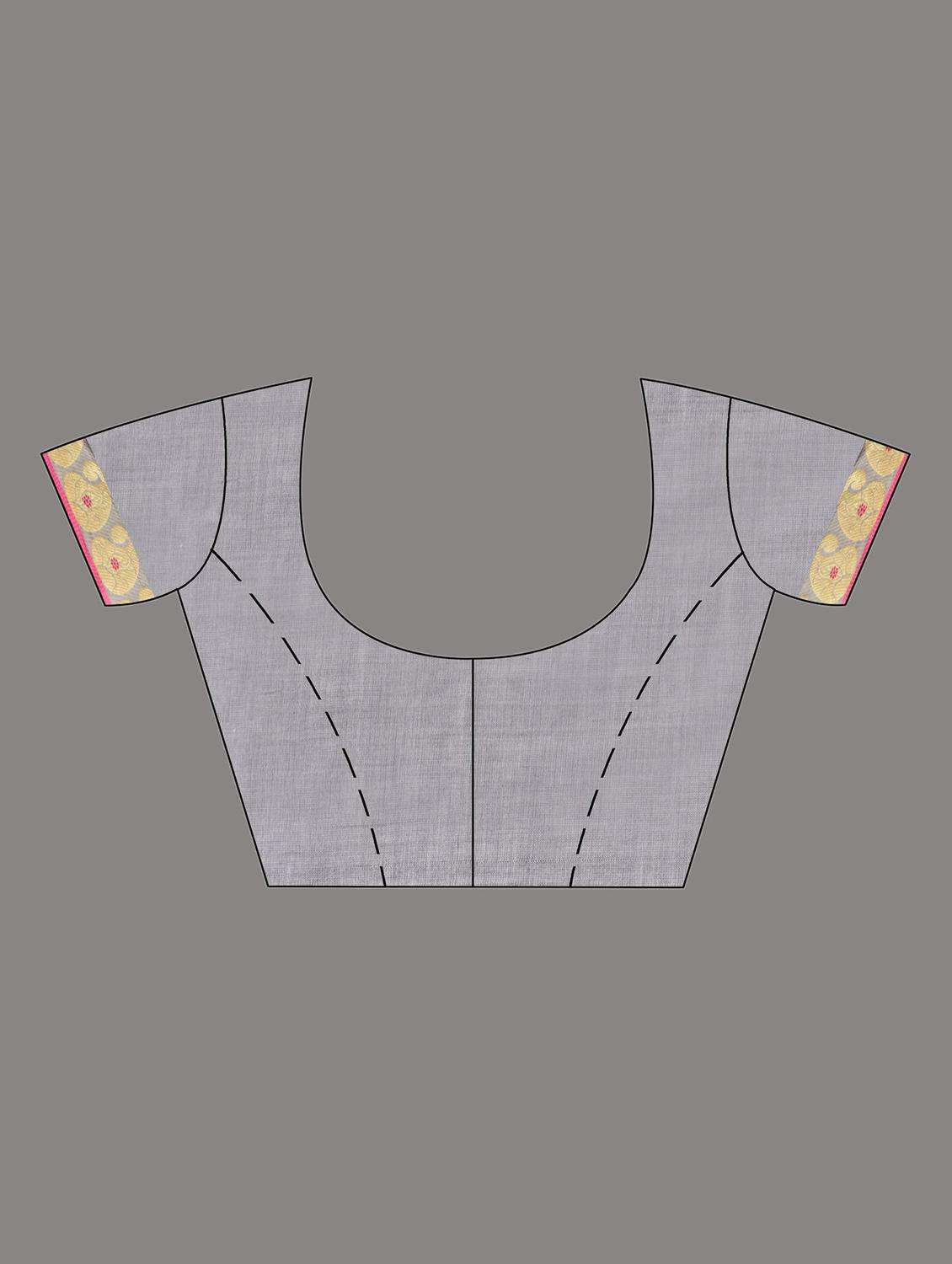 women solid with bordered saree with blouse - 22043905 -  Standard Image - 3