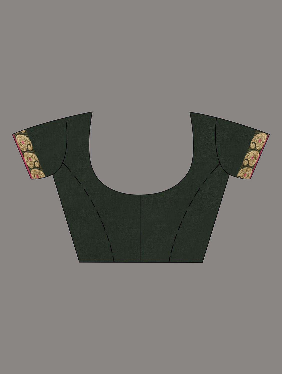 women solid with bordered saree with blouse - 22043909 -  Standard Image - 3