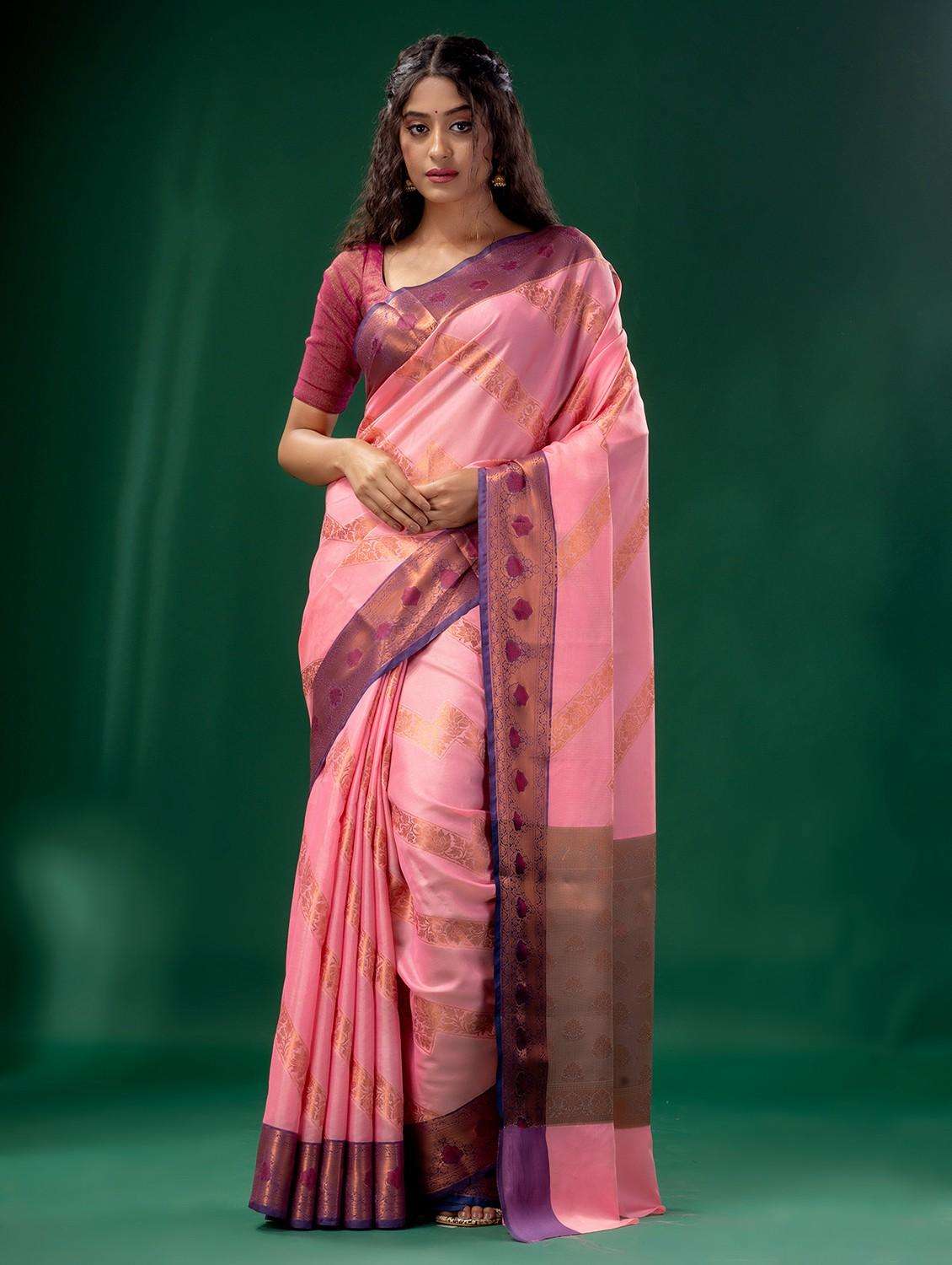 women self design banarasi saree with blouse