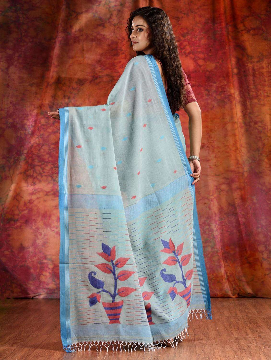 Women Self Design Handloom Saree With Blouse - 22043979 -  Standard Image - 3