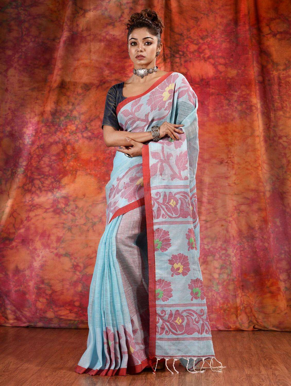 women self design handloom saree with blouse - 22044000 -  Zoom Image - 0