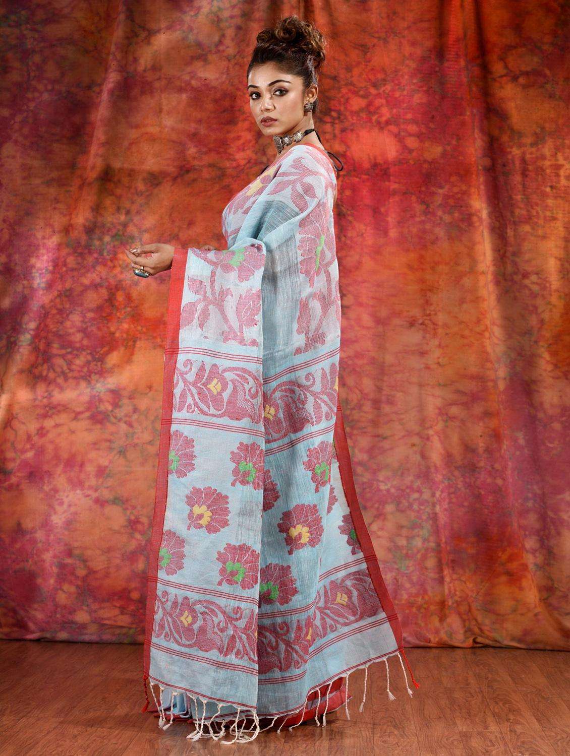 women self design handloom saree with blouse - 22044000 - Standard Image - 3