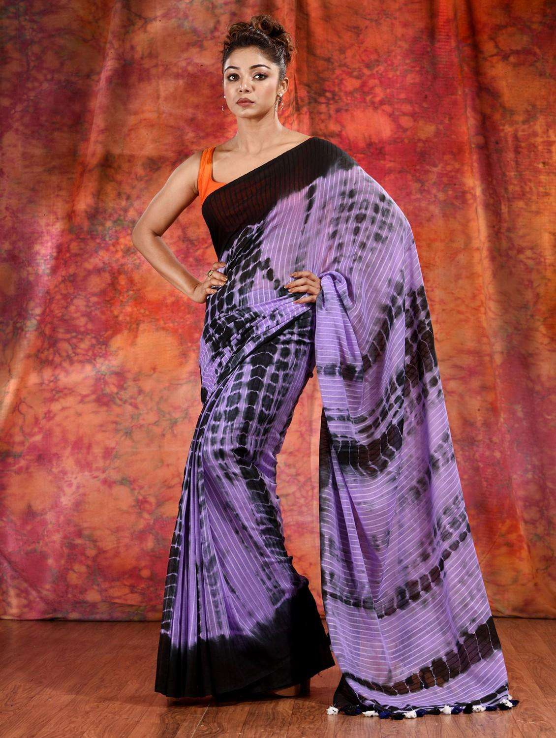 women shibori printed saree with blouse