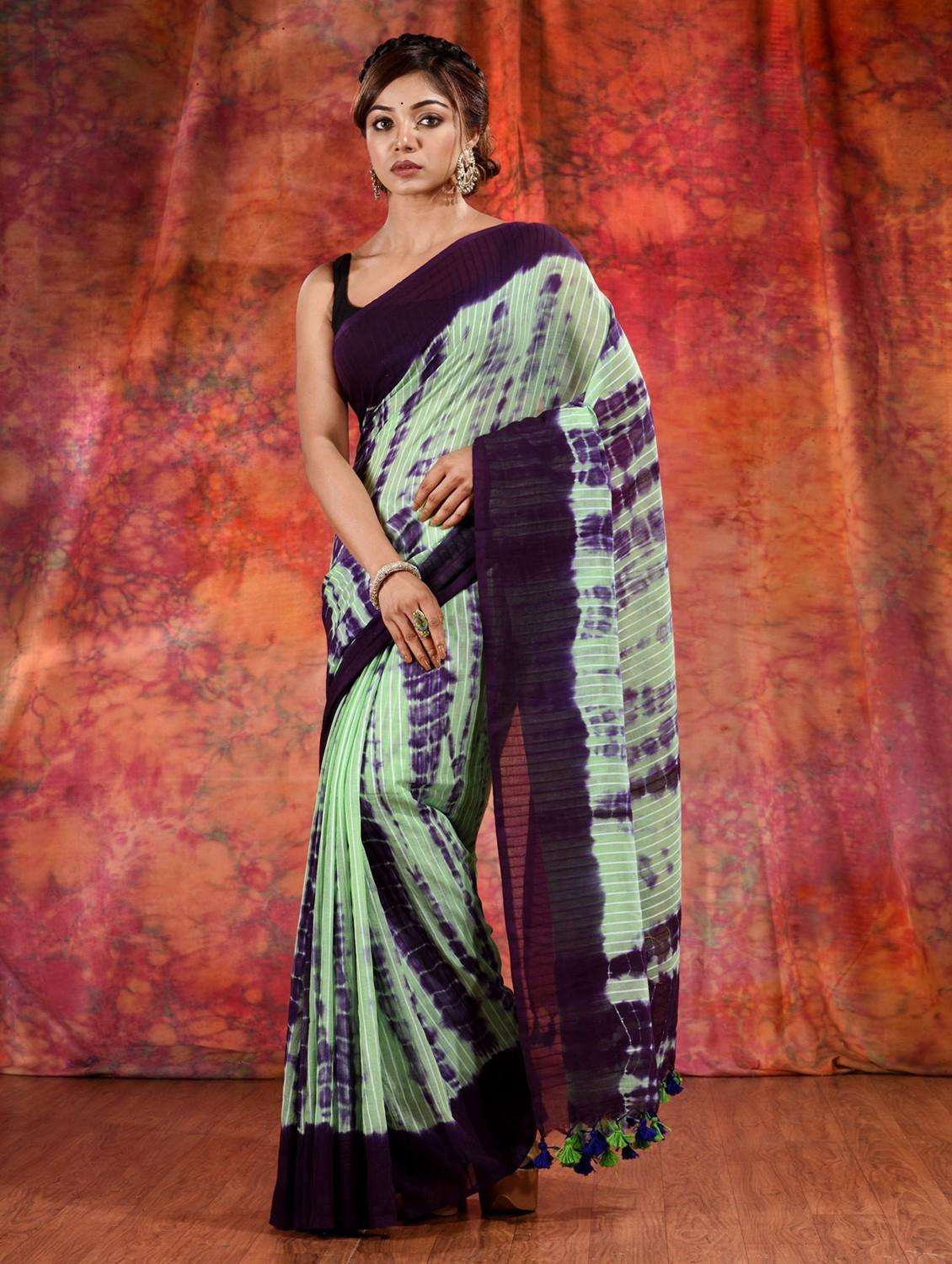 women shibori printed saree with blouse
