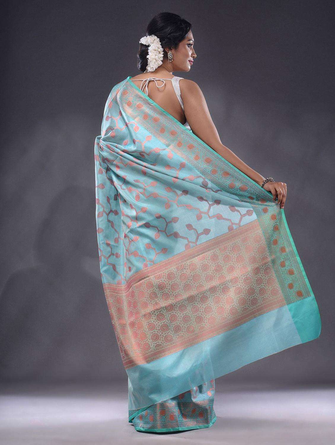 women self design bordered saree with blouse - 22044069 - Standard Image - 3
