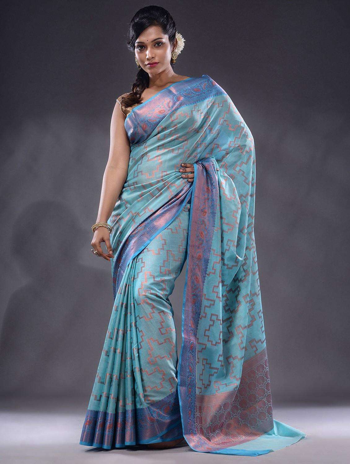 women self design banarasi saree with blouse