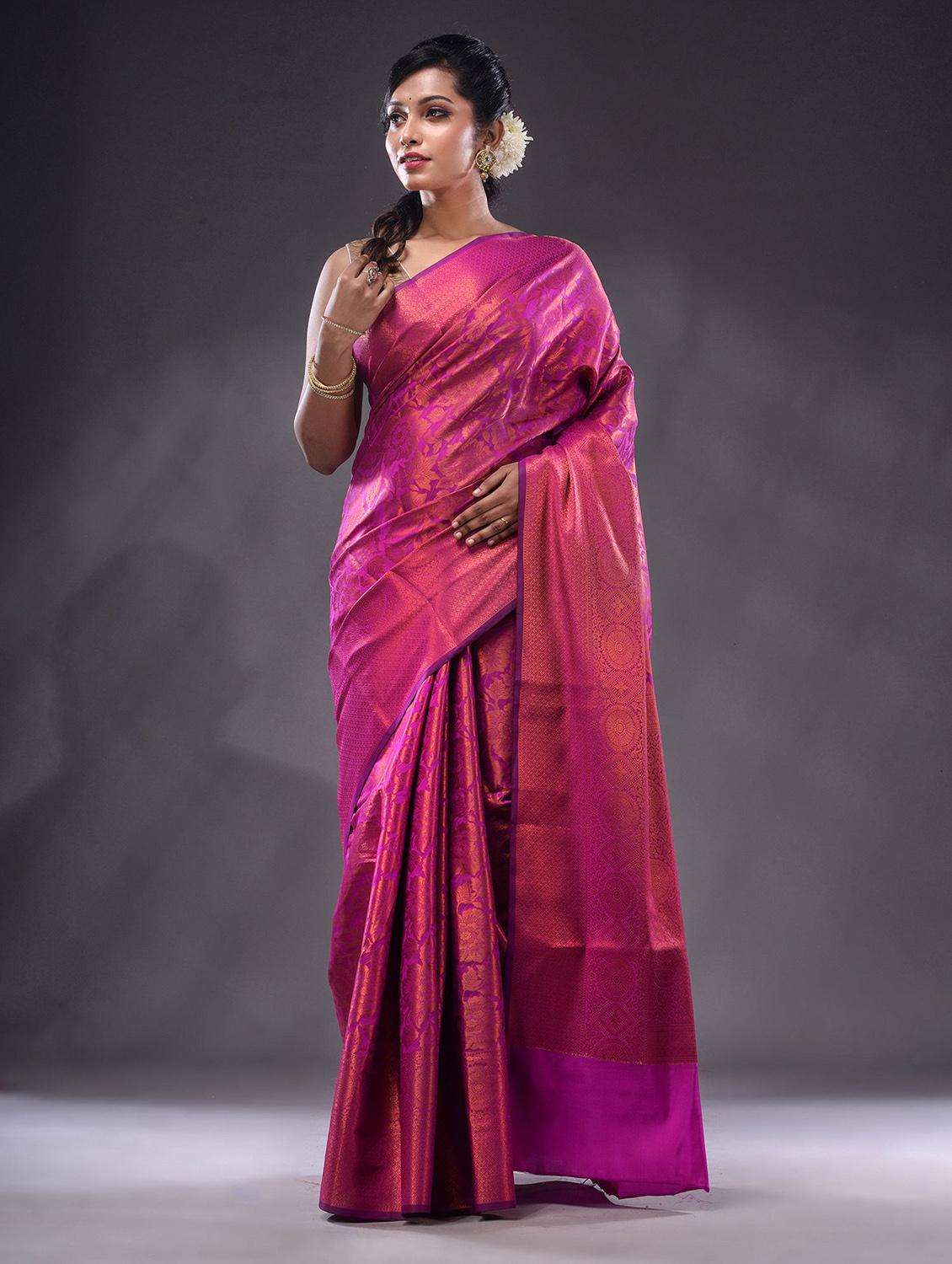 women self design kanjivaram saree with blouse - 22044077 -  Standard Image - 3