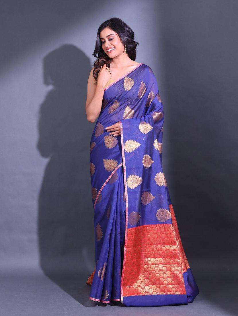 women self design chanderi saree with blouse