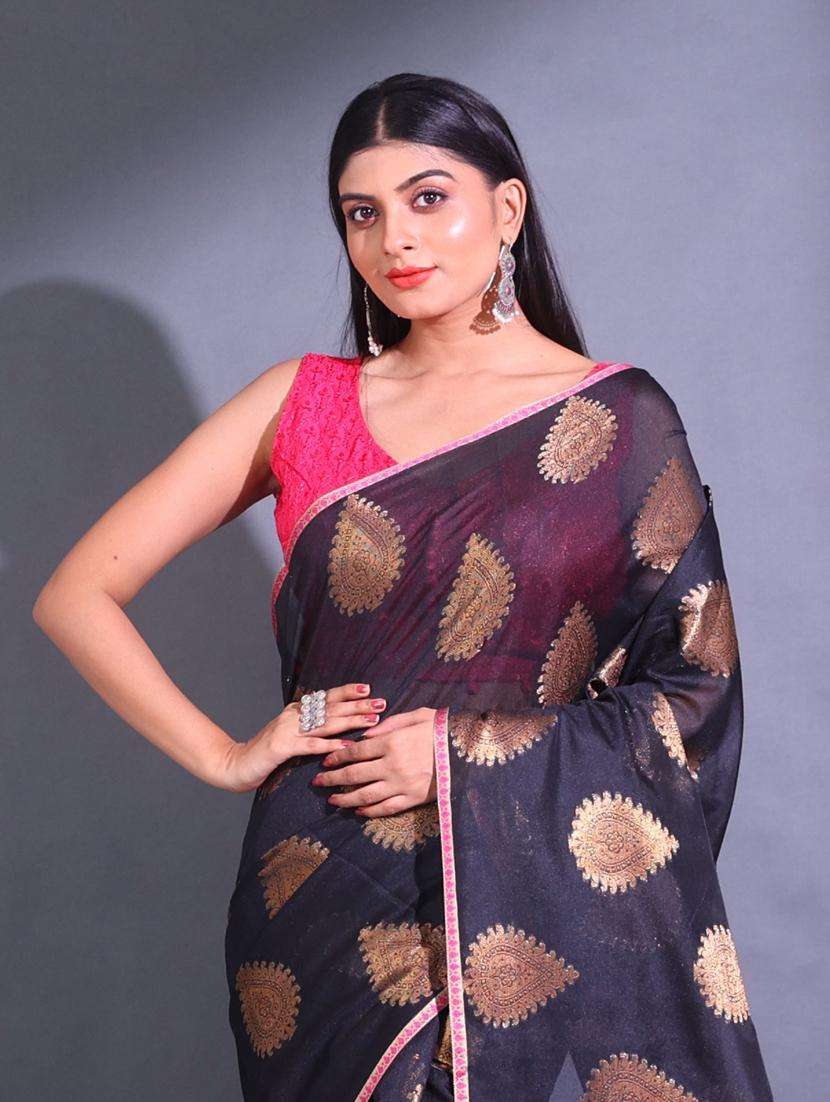 women self design chanderi saree with blouse - 22044145 -  Standard Image - 3