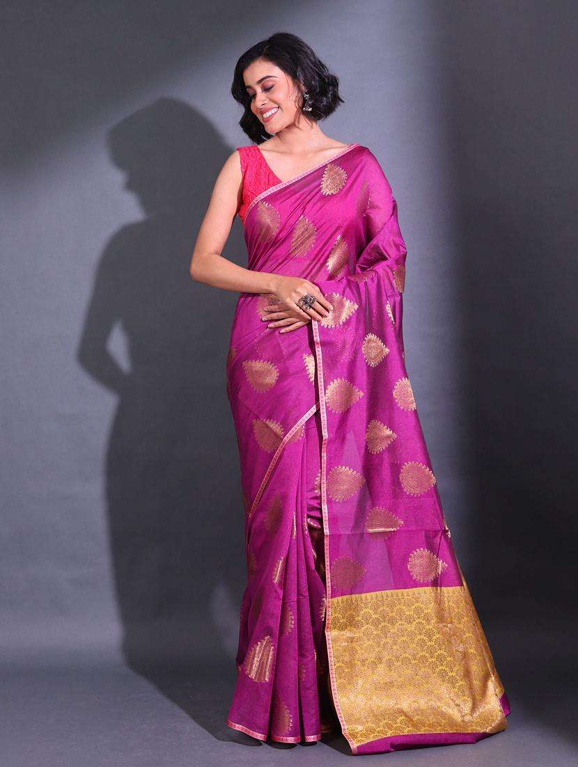 women self design chanderi saree with blouse