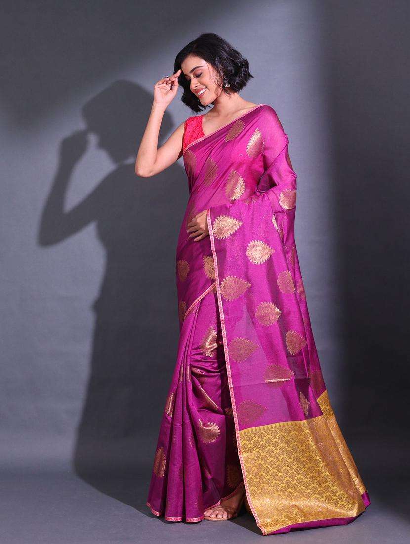 women self design chanderi saree with blouse - 22044147 -  Standard Image - 3