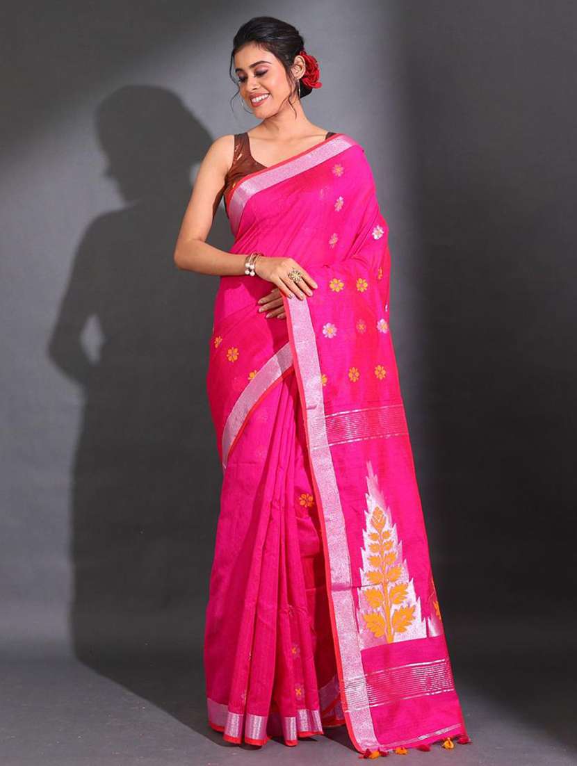 women self design chanderi saree with blouse - 22044189 - Zoom Image - 0