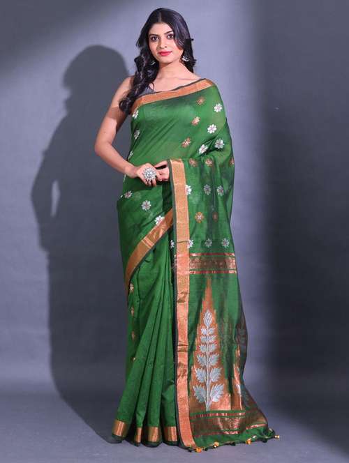 women self design chanderi saree with blouse - 22044190 - Standard Image - 0