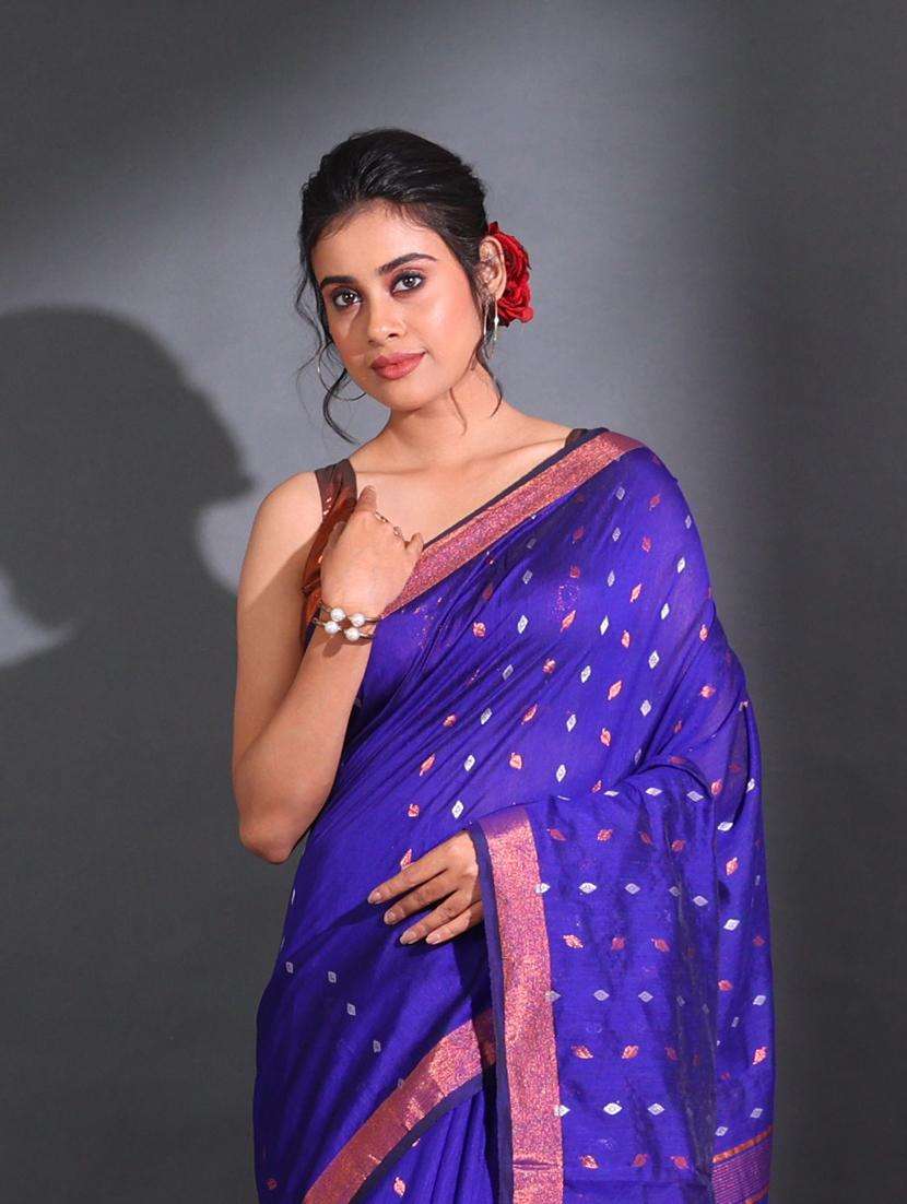 women self design chanderi saree with blouse - 22044192 -  Standard Image - 3