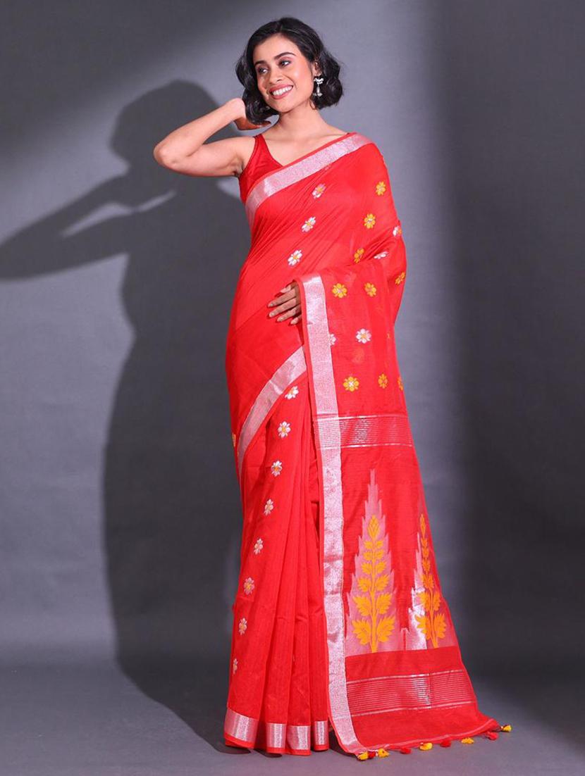 women self design chanderi saree with blouse - 22045657 -  Zoom Image - 0