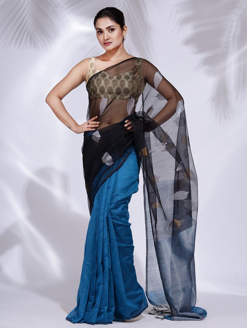 women self design half & half saree with blouse - 22045673 - Zoom Image - 0