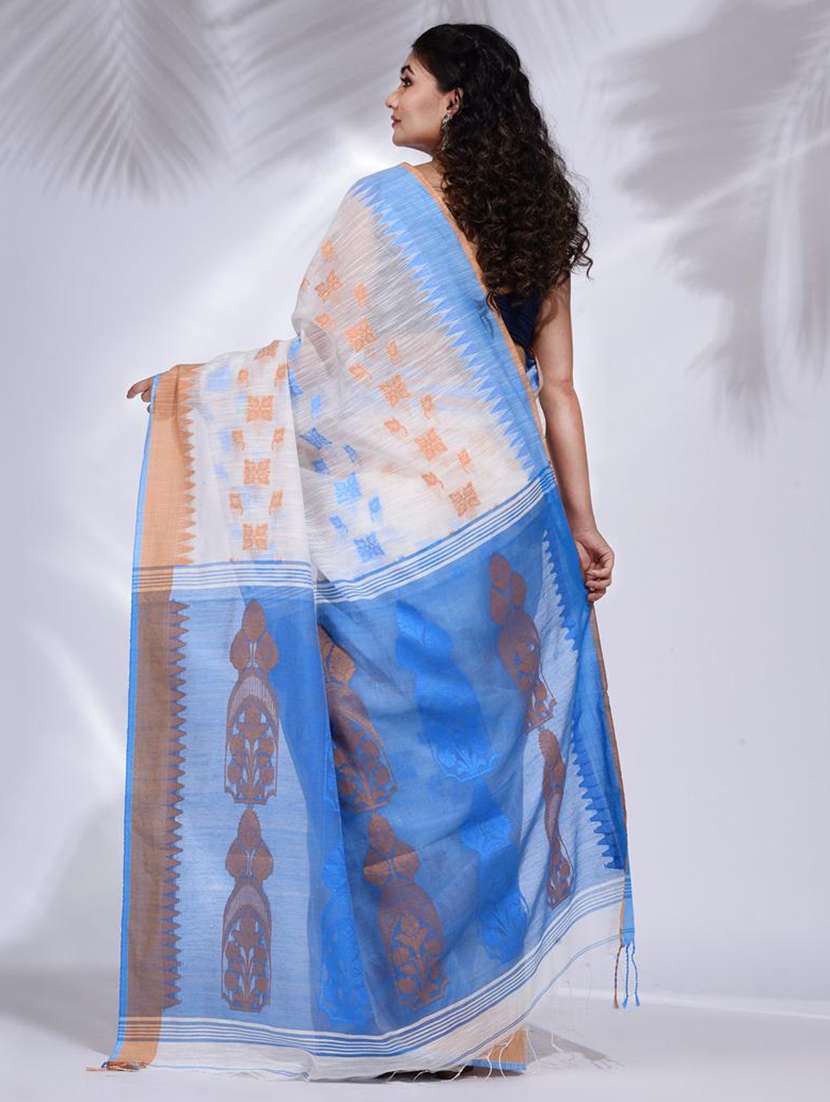 women self design handloom saree with blouse - 22045684 - Standard Image - 3