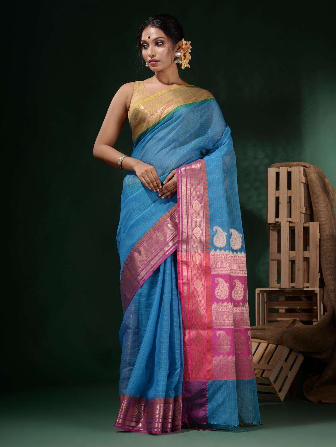 women self design bordered saree with blouse - 22045765 -  Standard Image - 3