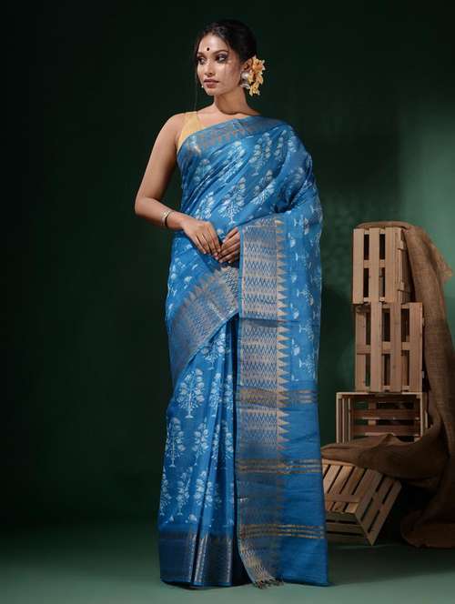 women printed bordered saree with blouse - 22045798 -  Standard Image - 0