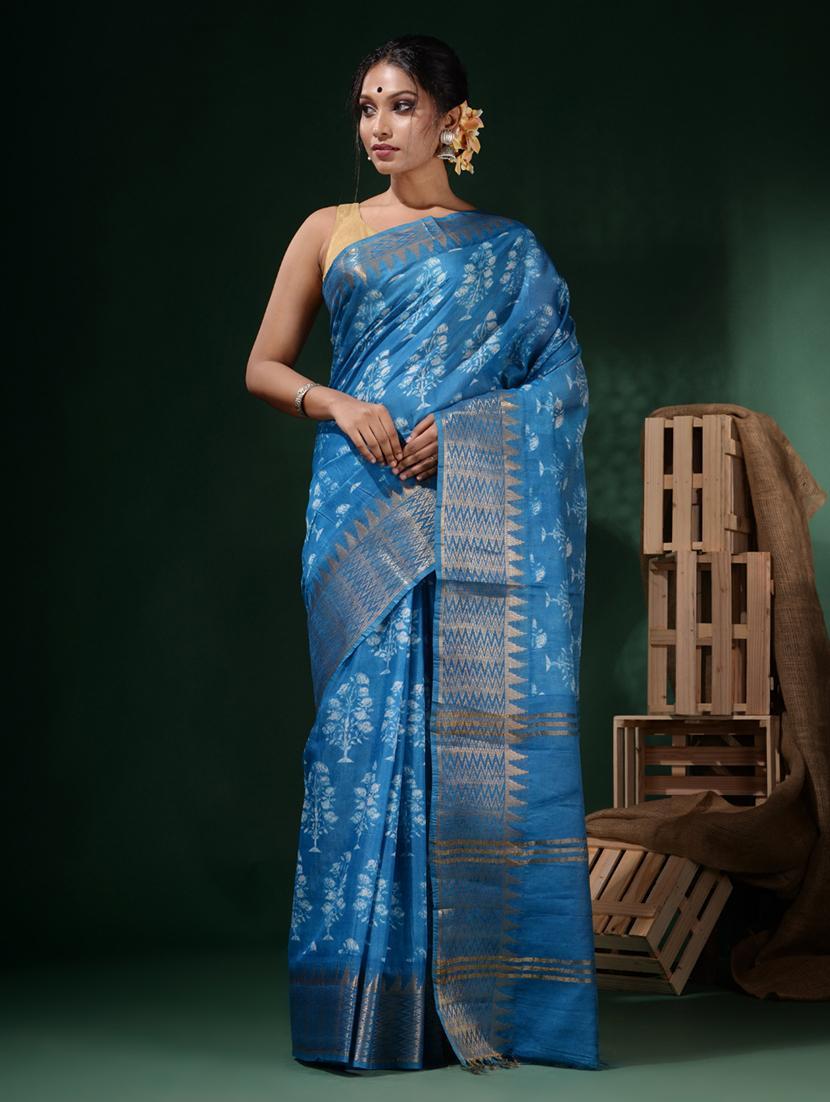 women printed bordered saree with blouse - 22045798 -  Zoom Image - 0