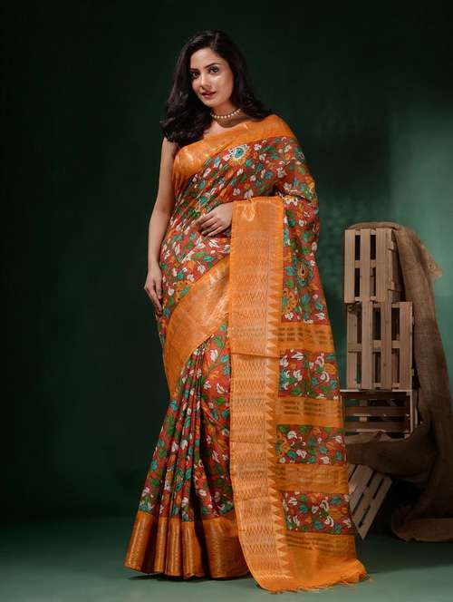 women printed bordered saree with blouse - 22045801 - Standard Image - 0