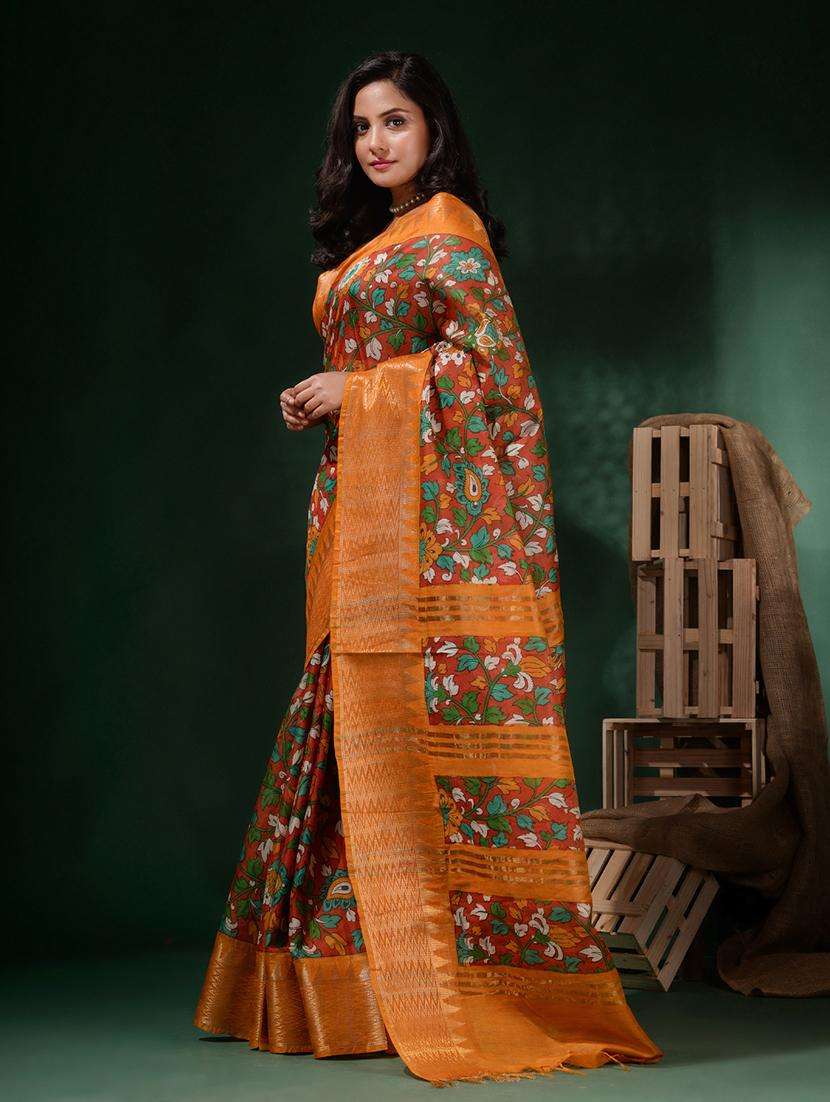 women printed bordered saree with blouse - 22045801 - Standard Image - 3