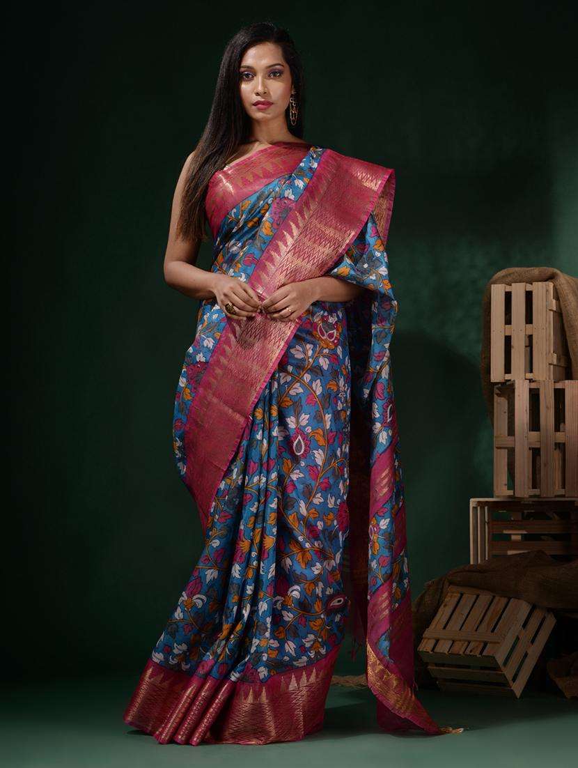 women printed bordered saree with blouse - 22045802 -  Zoom Image - 0