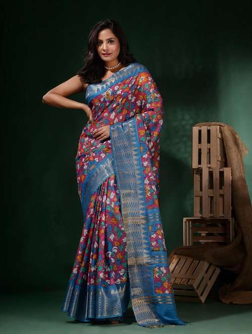 women printed bordered saree with blouse - 22045805 -  Standard Image - 0