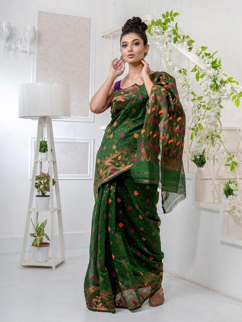 women self design jamdani saree with blouse - 22045840 - Standard Image - 0