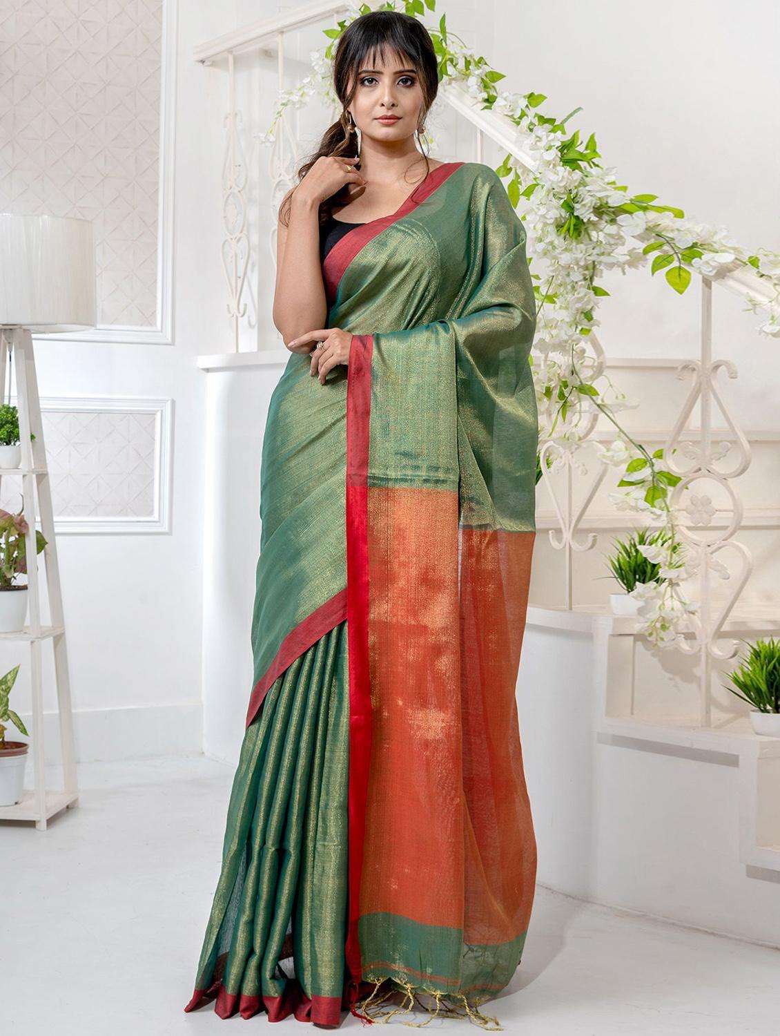 women solid southern silk saree with blouse