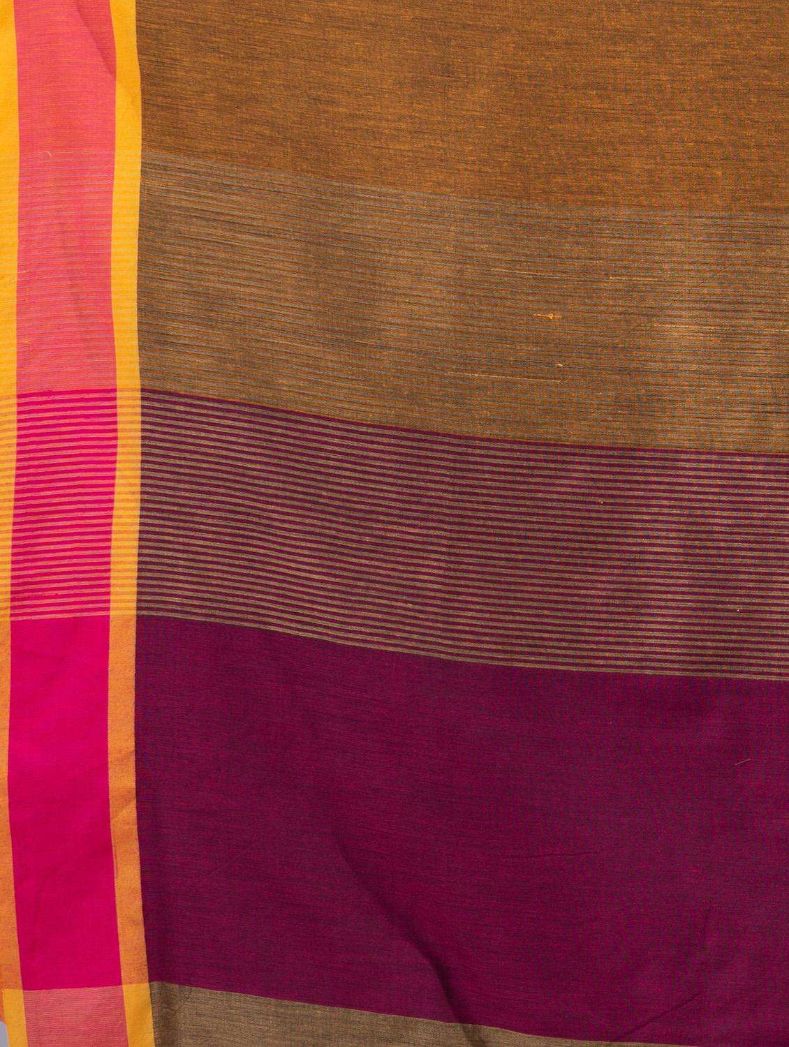 women solid with bordered handloom saree with blouse - 22045858 -  Standard Image - 3