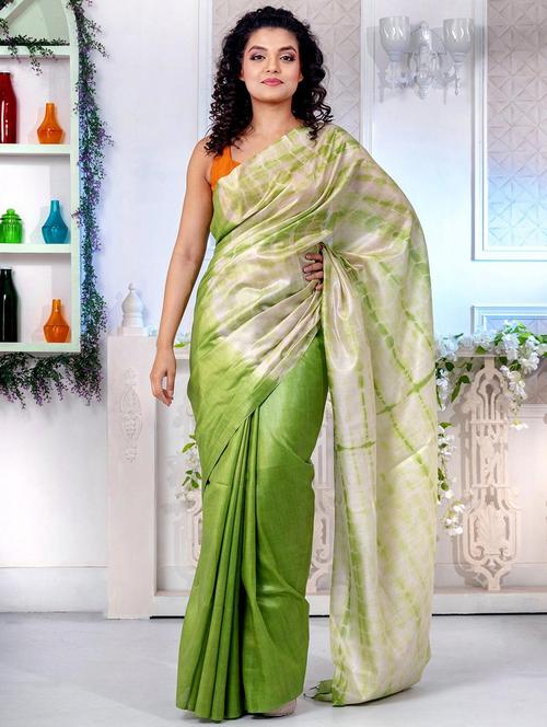 women shibori printed half & half saree with blouse - 22045880 - Standard Image - 0