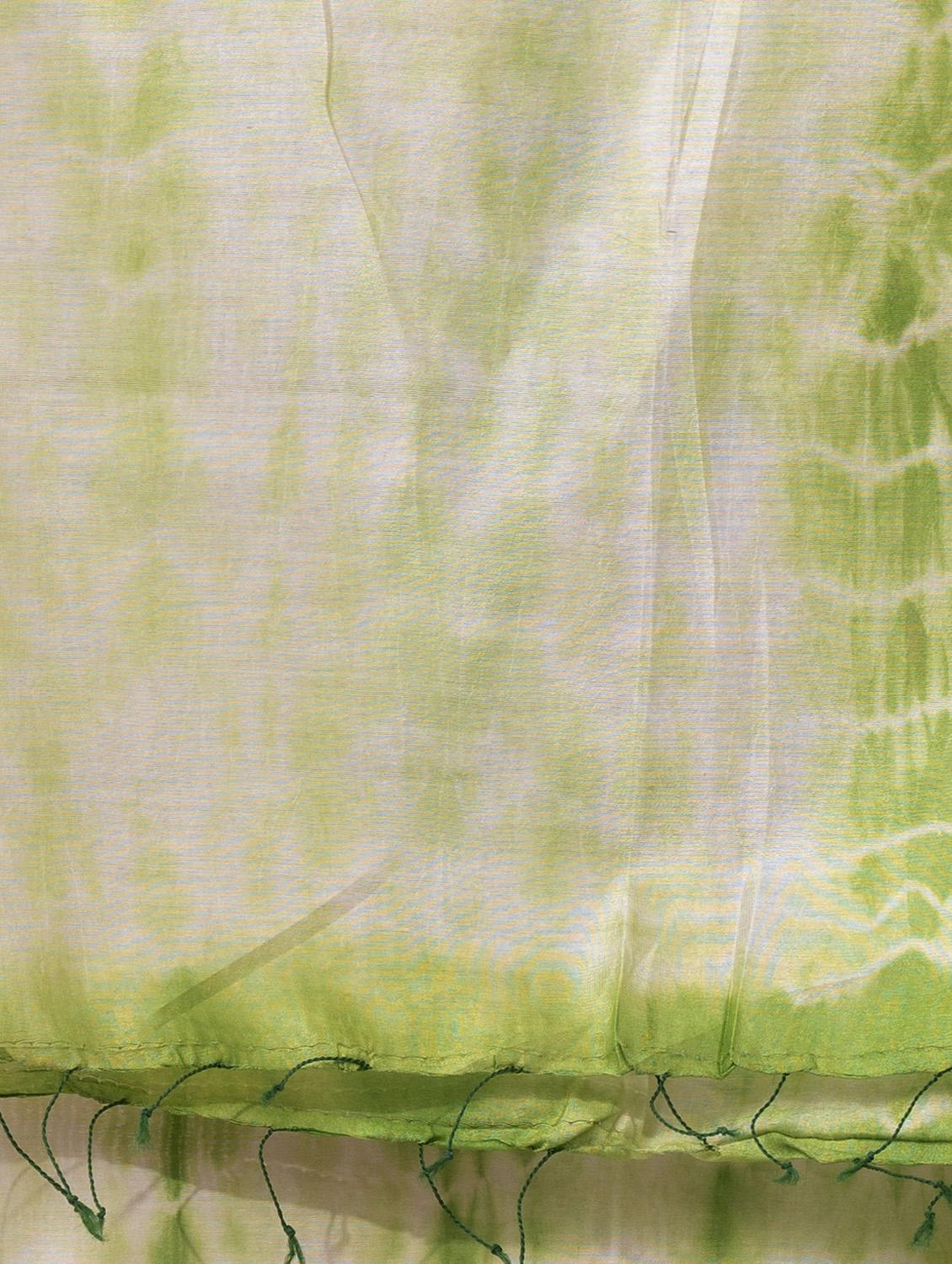 women shibori printed half & half saree with blouse - 22045880 - Standard Image - 3