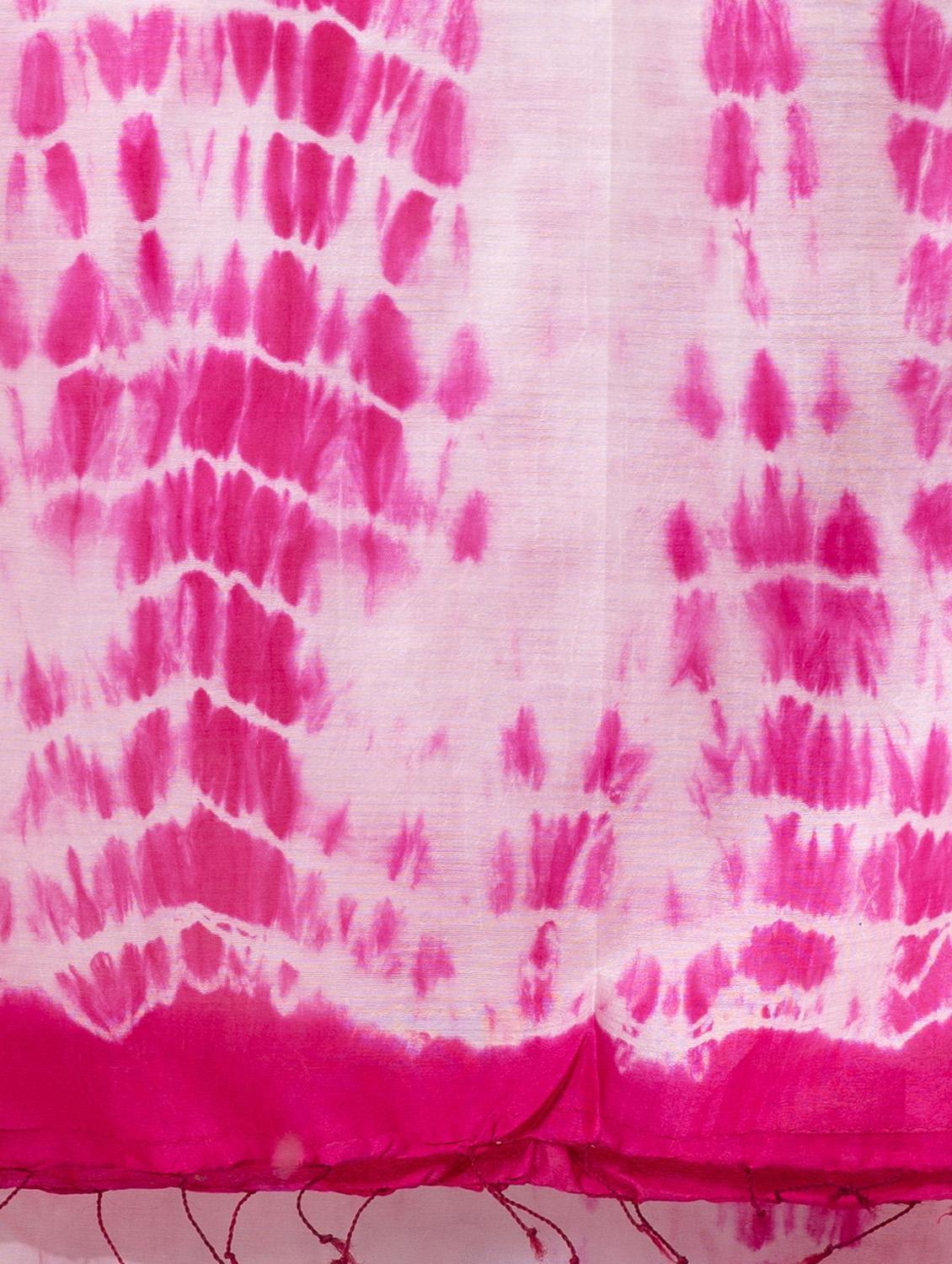 women shibori printed half & half saree with blouse - 22045881 - Standard Image - 3