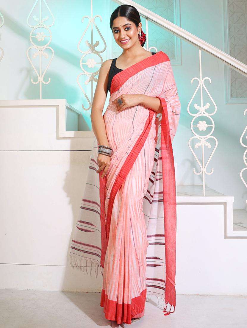 women self design handloom saree with blouse