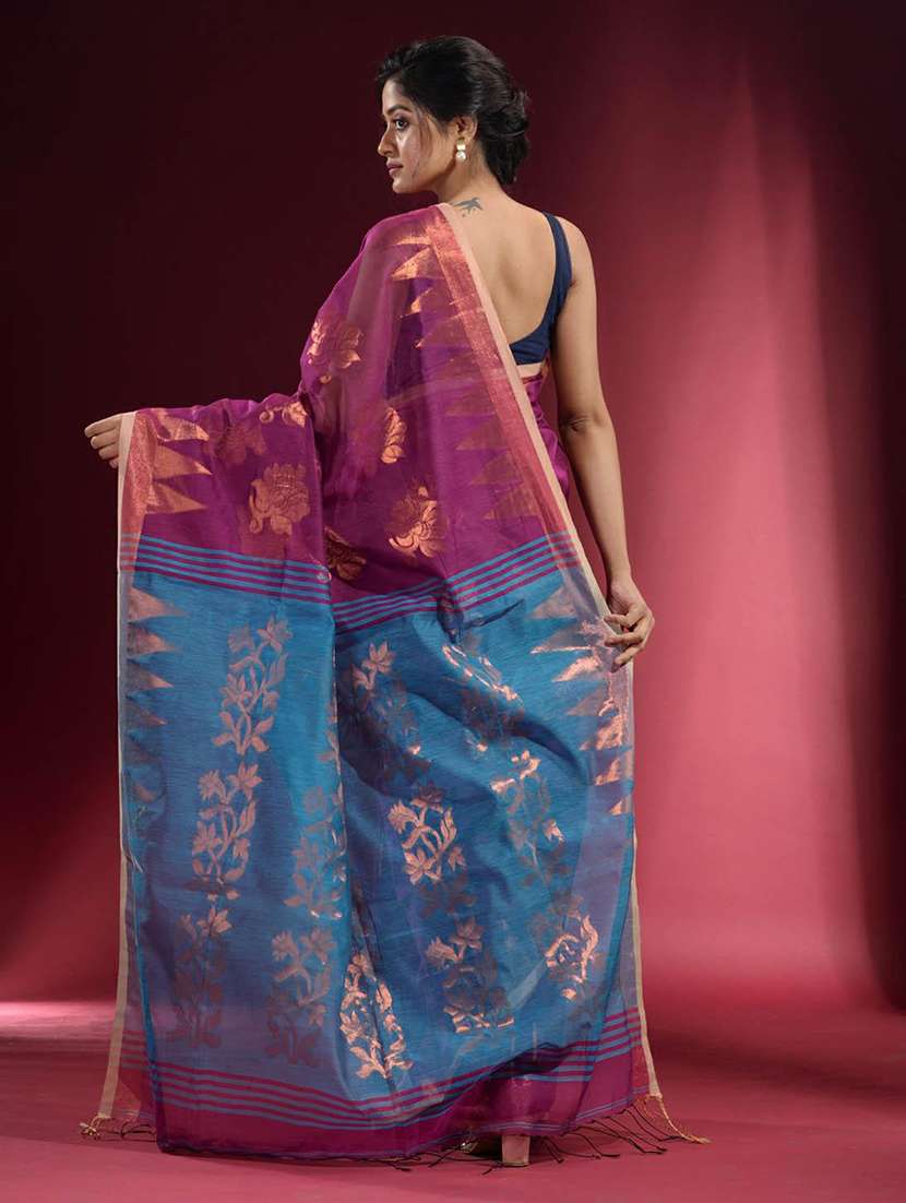 women self design handloom saree with blouse - 22045985 -  Standard Image - 3